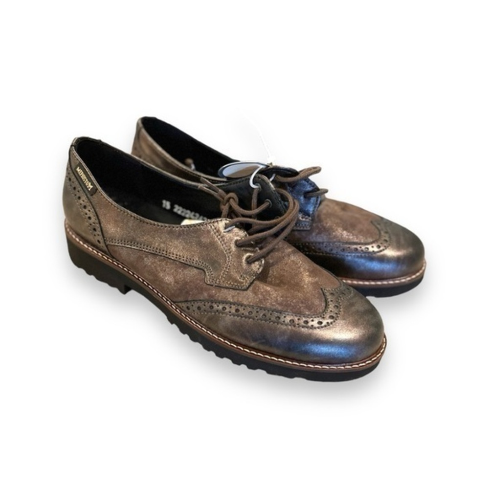 Mephisto Metallic Brown Wingtip Lace-Up Flats